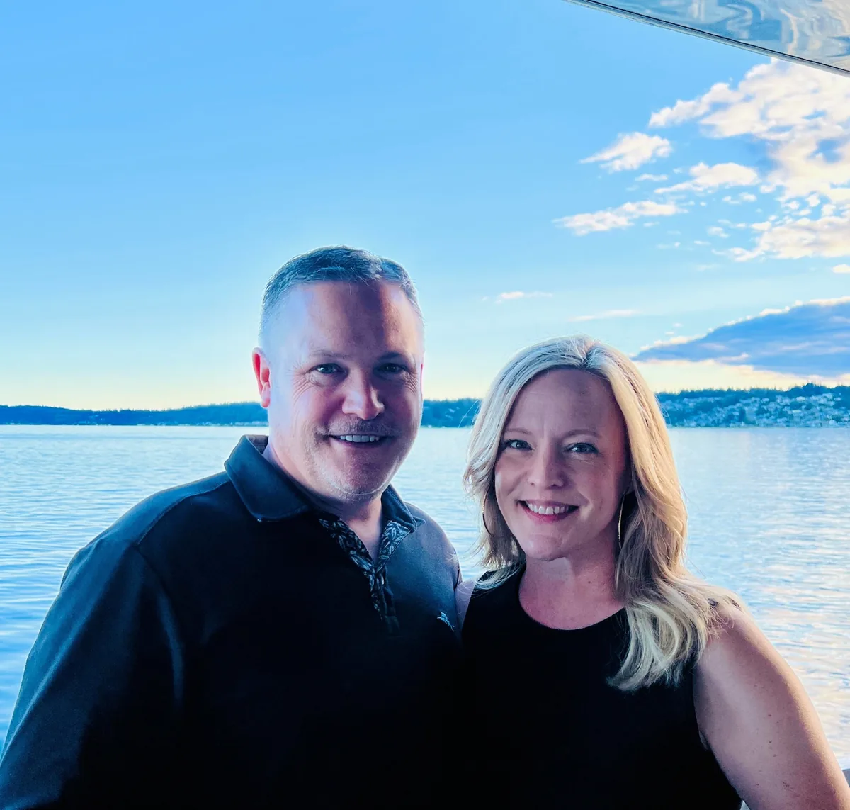 Nate Walters with his wife Kelley on Puget Sound